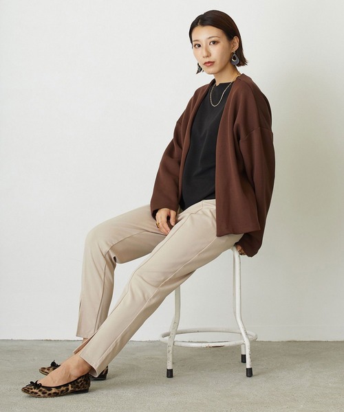 NICOLE white（ニコルホワイト）の「ノーカラー ボタンレス カーディガン（カーディガン/ボレロ・レディース・オフホワイト/ブラック/ブラウン・FREE）」の12枚目の写真