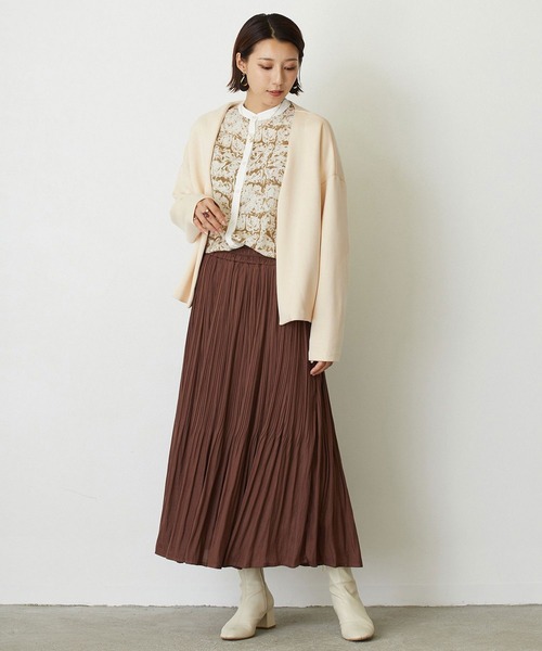 NICOLE white（ニコルホワイト）の「ノーカラー ボタンレス カーディガン（カーディガン/ボレロ・レディース・オフホワイト/ブラック/ブラウン・FREE）」の9枚目の写真