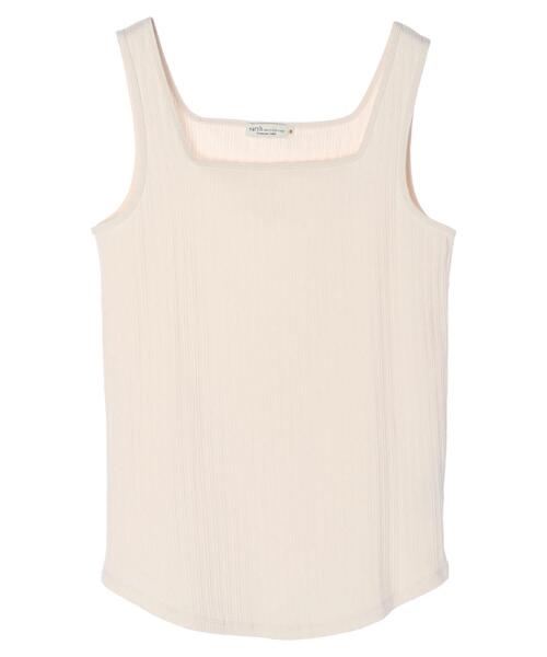 earth music&ecology（アースミュージックアンドエコロジー）の「ランダムリブスクエアタンクトップ ＊（タンクトップ・レディース・モカ/ブラック/ライトベージュ/アイボリー・M/S）」の6枚目の写真