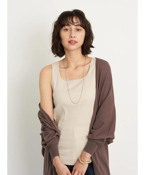 earth music&ecology（アースミュージックアンドエコロジー）の「ランダムリブスクエアタンクトップ ＊（タンクトップ・レディース・モカ/ブラック/ライトベージュ/アイボリー・M/S）」の11枚目の写真