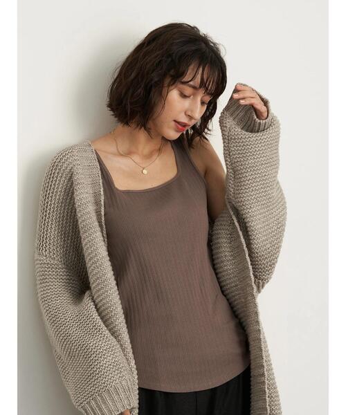 earth music&ecology（アースミュージックアンドエコロジー）の「ランダムリブスクエアタンクトップ ＊（タンクトップ・レディース・モカ/ブラック/ライトベージュ/アイボリー・M/S）」の9枚目の写真