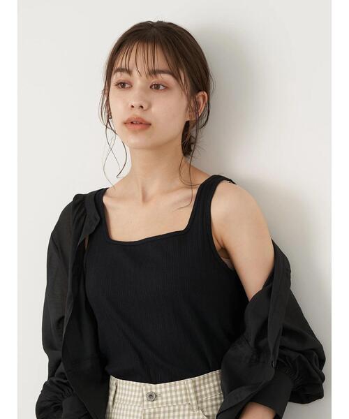 earth music&ecology（アースミュージックアンドエコロジー）の「ランダムリブスクエアタンクトップ ＊（タンクトップ・レディース・モカ/ブラック/ライトベージュ/アイボリー・M/S）」の14枚目の写真