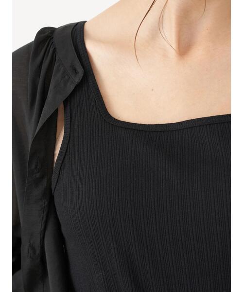 earth music&ecology（アースミュージックアンドエコロジー）の「ランダムリブスクエアタンクトップ ＊（タンクトップ・レディース・モカ/ブラック/ライトベージュ/アイボリー・M/S）」の8枚目の写真