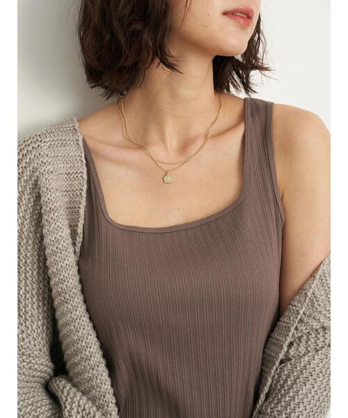 earth music&ecology（アースミュージックアンドエコロジー）の「ランダムリブスクエアタンクトップ ＊（タンクトップ・レディース・モカ/ブラック/ライトベージュ/アイボリー・M/S）」の16枚目の写真