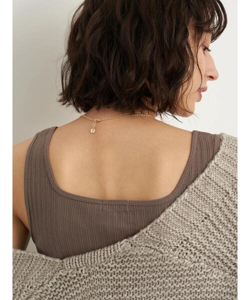 earth music&ecology（アースミュージックアンドエコロジー）の「ランダムリブスクエアタンクトップ ＊（タンクトップ・レディース・モカ/ブラック/ライトベージュ/アイボリー・M/S）」の12枚目の写真