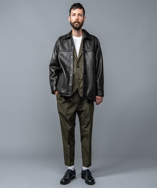MR.OLIVE(ミスターオリーブ)の「MR.OLIVE ミスターオリーブ / HAIR SHEEP SOFT LEATHER / RELAX COACH JACKET ヘアシープ ソフトレザー / リラックス ビッグシルエットコーチジャケット レザーブルゾン / M-023133(ライダースジャケット・メンズ・ブラック・SMALL/MEDIUM/LARGE)」の3枚目の写真