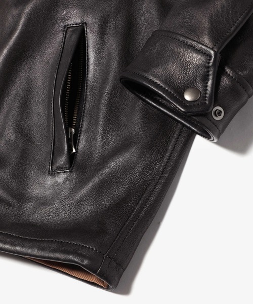 MR.OLIVE(ミスターオリーブ)の「MR.OLIVE ミスターオリーブ / HAIR SHEEP SOFT LEATHER / RELAX COACH JACKET ヘアシープ ソフトレザー / リラックス ビッグシルエットコーチジャケット レザーブルゾン / M-023133(ライダースジャケット・メンズ・ブラック・SMALL/MEDIUM/LARGE)」の5枚目の写真