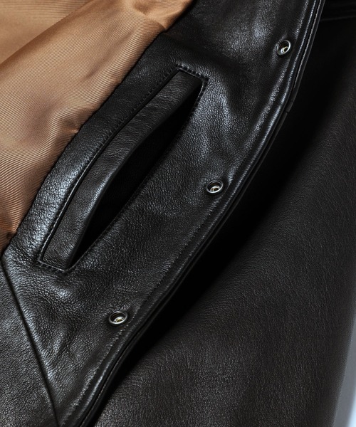 MR.OLIVE(ミスターオリーブ)の「MR.OLIVE ミスターオリーブ / HAIR SHEEP SOFT LEATHER / RELAX COACH JACKET ヘアシープ ソフトレザー / リラックス ビッグシルエットコーチジャケット レザーブルゾン / M-023133(ライダースジャケット・メンズ・ブラック・SMALL/MEDIUM/LARGE)」の12枚目の写真