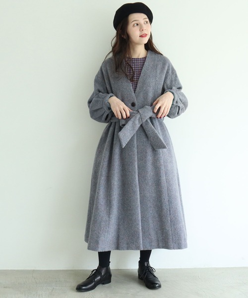 l'atelier du savon（アトリエドサボン）の「シェットランドシャギー　 ロングコート（その他アウター・レディース・ベージュ/パープル・FREE）」の15枚目の写真