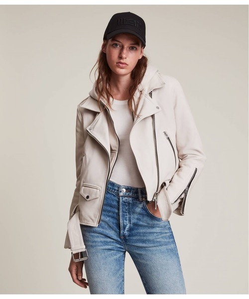 ALLSAINTS(オールセインツ)の「NARIA HOODIE BIKER | |NARIA フーディー バイカー(ライダースジャケット・レディース・オフホワイト・8/6/12/4/2/10)」の1枚目の写真