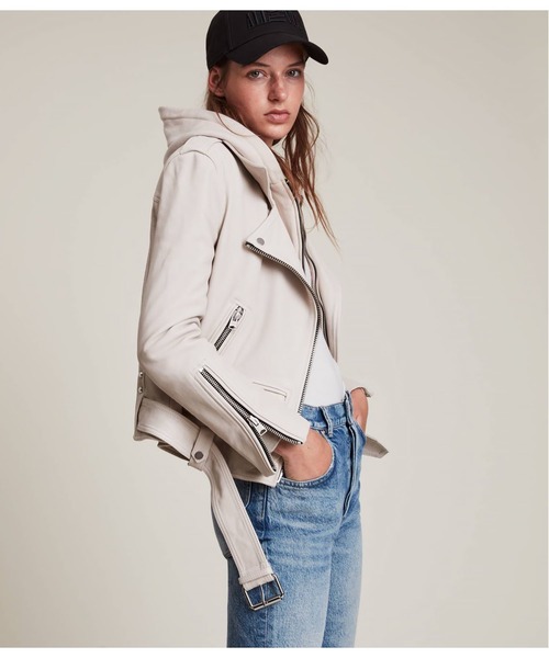 ALLSAINTS(オールセインツ)の「NARIA HOODIE BIKER | |NARIA フーディー バイカー(ライダースジャケット・レディース・オフホワイト・8/6/12/4/2/10)」の8枚目の写真