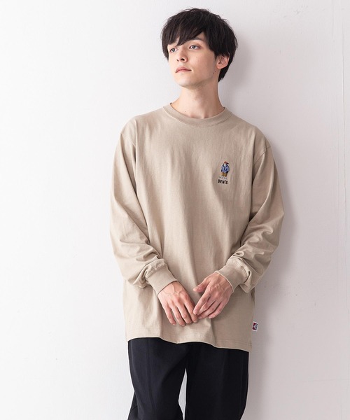 BEN DAVIS(ベンデイビス)の「【BEN DAVIS/ベンデイビス】ミニゴリラワンポイントエンブレムロンT(Tシャツ/カットソー・メンズ・ホワイト/グリーン/ブラック/ベージュ・MEDIUM/SMALL/LARGE/X-LARGE)」の3枚目の写真