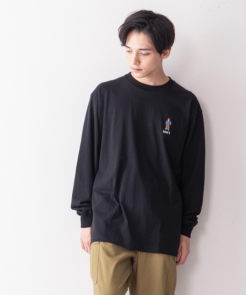 BEN DAVIS(ベンデイビス)の「【BEN DAVIS/ベンデイビス】ミニゴリラワンポイントエンブレムロンT(Tシャツ/カットソー・メンズ・ホワイト/グリーン/ブラック/ベージュ・MEDIUM/SMALL/LARGE/X-LARGE)」の1枚目の写真