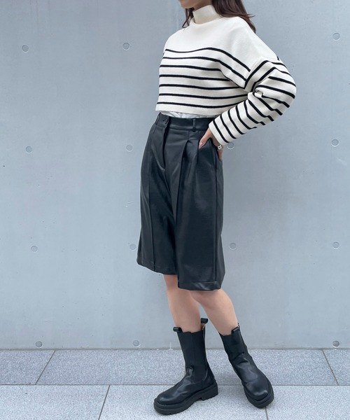 StyleSea（スタイルシー）の「フェイクレザーハーフパンツ（スラックス・レディース・ブラック/ブラウン・FREE）」の21枚目の写真