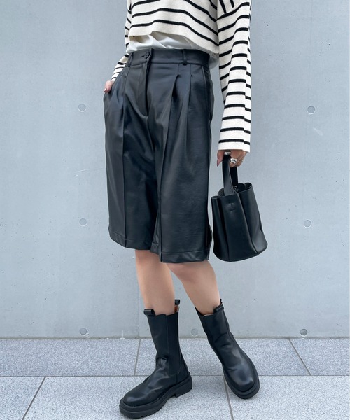 StyleSea（スタイルシー）の「フェイクレザーハーフパンツ（スラックス・レディース・ブラック/ブラウン・FREE）」の19枚目の写真