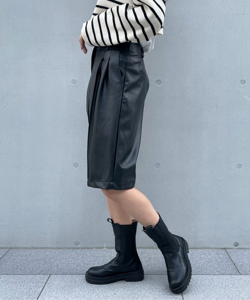 StyleSea（スタイルシー）の「フェイクレザーハーフパンツ（スラックス・レディース・ブラック/ブラウン・FREE）」の16枚目の写真