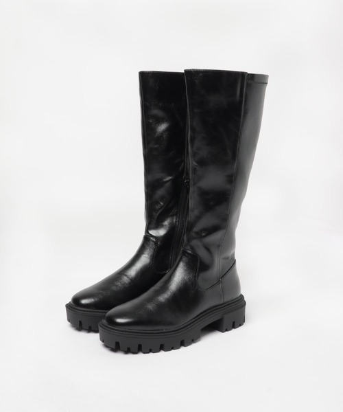 SENSE OF PLACE by URBAN RESEARCH（センスオブプレイスバイアーバンリサーチ）の「トラックソールバックストレッチロングブーツ（ブーツ・レディース・ブラック/アイボリー・MEDIUM/LARGE/SMALL）」の5枚目の写真