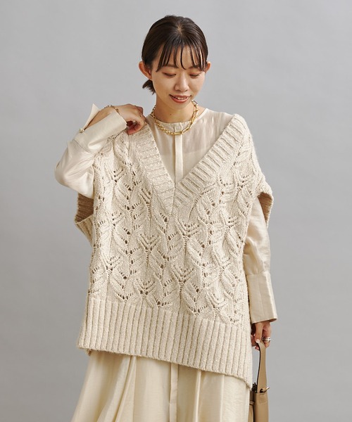 DouDou（ドゥドゥ）の「モヘヤケーブル編みニットベスト（ニット