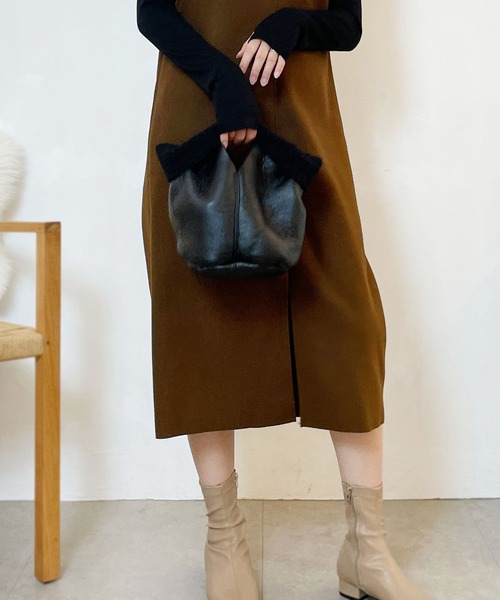 CEMONEMO（セモネモ）の「ミニマル ムートン トートバッグ（トートバッグ・レディース・ブラック・FREE）」の10枚目の写真