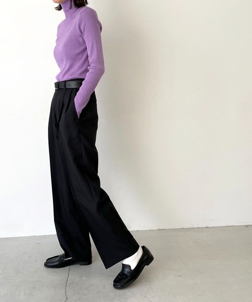 CANAL JEAN（キャナルジーン）の「RED CHOP WORKS(レッドチョップワークス) リブハイネックニット（ニット/セーター・レディース・ブラック/グリーン/パープル/ピンク/ホワイト/ブルー・38）」の19枚目の写真