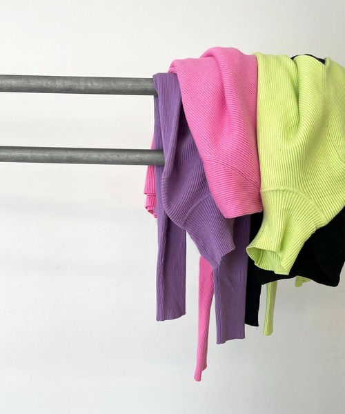 CANAL JEAN（キャナルジーン）の「RED CHOP WORKS(レッドチョップワークス) リブハイネックニット（ニット/セーター・レディース・ブラック/グリーン/パープル/ピンク/ホワイト/ブルー・38）」の7枚目の写真