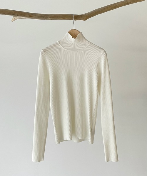 CANAL JEAN（キャナルジーン）の「RED CHOP WORKS(レッドチョップワークス) リブハイネックニット（ニット/セーター・レディース・ブラック/グリーン/パープル/ピンク/ホワイト/ブルー・38）」の8枚目の写真