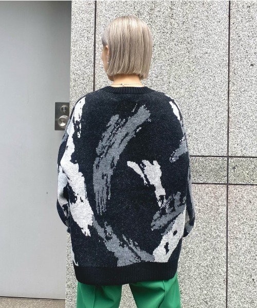 A4A（エーフォーエー）の「A4A/エーフォーエー/ペイントニット（ニット/セーター・メンズ・ベージュ/ブラック・FREE）」の5枚目の写真