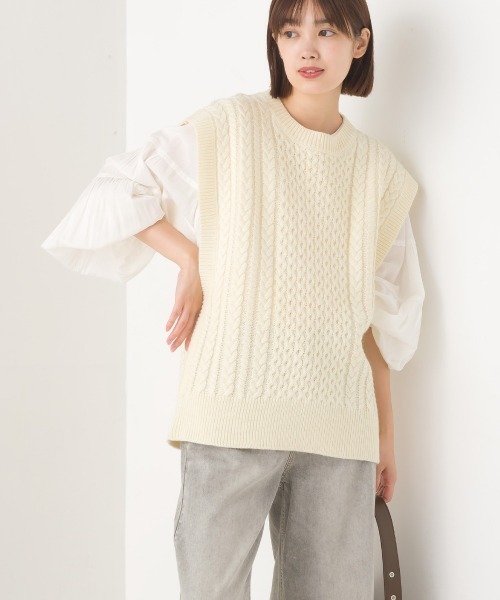 OMNES（オムネス）の「アクリルウール ケーブルニットベスト（ベスト