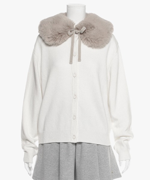 ジュニア フェイクファーカラーカーディガン【もこもこ】