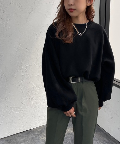 apres jour mignon(アプレジュールミニョン)の「袖ボリュームスウェット【ZOZOTOWN限定アイテム】【10PO】(スウェット・レディース・ブラック/ダークブルー/オートミール・フリー/X-LARGE)」の6枚目の写真