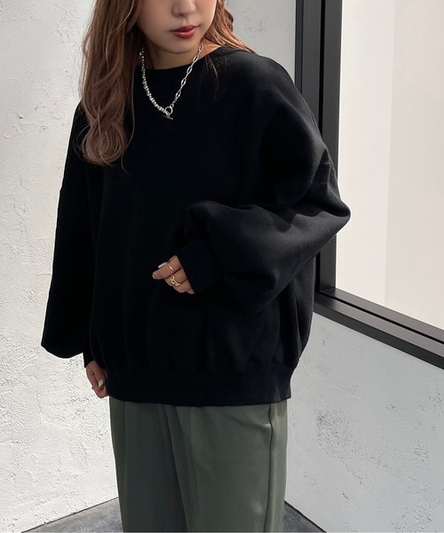 apres jour mignon(アプレジュールミニョン)の「袖ボリュームスウェット【ZOZOTOWN限定アイテム】【10PO】(スウェット・レディース・ブラック/ダークブルー/オートミール・フリー/X-LARGE)」の9枚目の写真