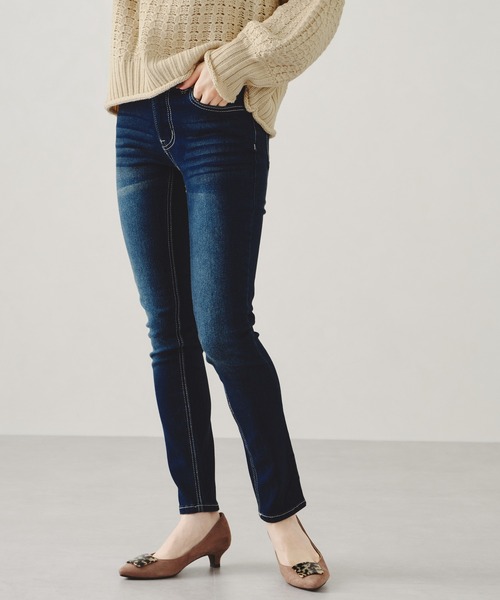 acro（アクロ）の「デニムスキニージーンズ/AC1246（デニムパンツ・レディース・ネイビー/ブラック・ﾌﾘ-）」の2枚目の写真
