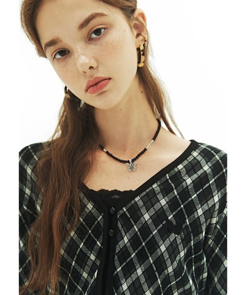 FANCY CLUB(ファンシークラブ)の「A'GEM/9 × .kom『 FANCY CLUB/ファンシークラブ』ARGYLE BUTTON CARDIGAN /アーガイル ボタンカーディガン(カーディガン/ボレロ・レディース・ブラウン/ブラック・FREE)」の10枚目の写真