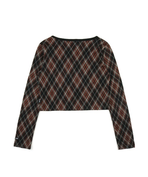 FANCY CLUB(ファンシークラブ)の「A'GEM/9 × .kom『 FANCY CLUB/ファンシークラブ』ARGYLE BUTTON CARDIGAN /アーガイル ボタンカーディガン(カーディガン/ボレロ・レディース・ブラウン/ブラック・FREE)」の4枚目の写真