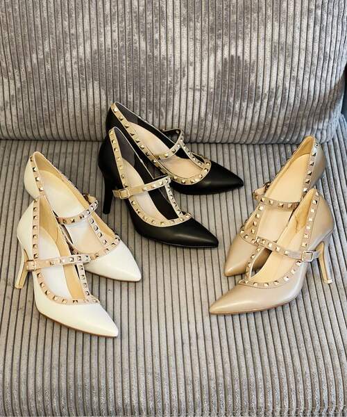 ESPERANZA（エスペランサ）の「Ｔストラップスタッズパンプス（パンプス・レディース・ブラック系8/アイボリー系8/こしょう色系5・22.5cm/23.5cm/24.5cm/23.0cm/24.0cm/25.0cm/21.5cm/22.0cm）」の9枚目の写真