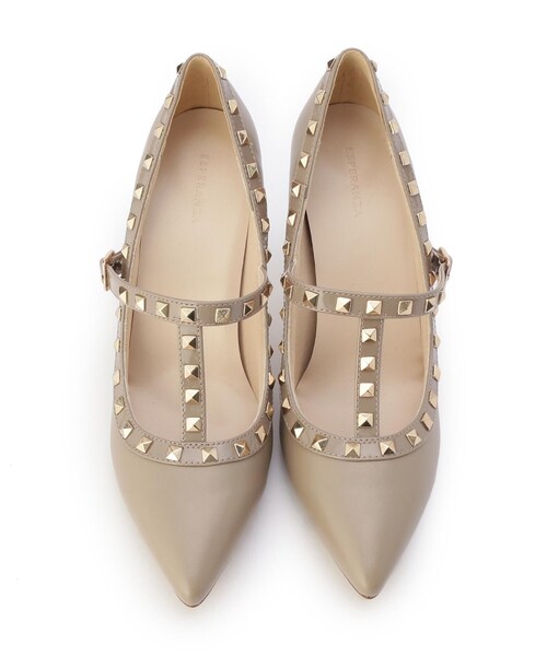 ESPERANZA（エスペランサ）の「Ｔストラップスタッズパンプス（パンプス・レディース・ブラック系8/アイボリー系8/こしょう色系5・22.5cm/23.5cm/24.5cm/23.0cm/24.0cm/25.0cm/21.5cm/22.0cm）」の6枚目の写真