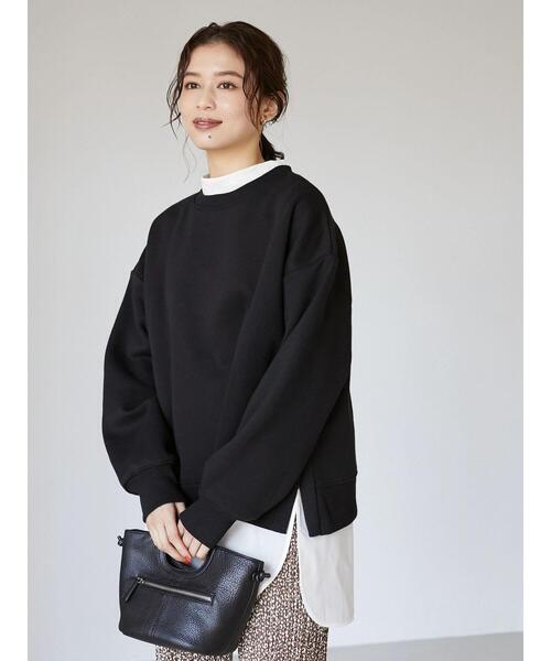 Green　Parks（グリーンパークス）の「裏起毛サイドスリットプルオーバー＊（スウェット・レディース・ブラック/サックスブルー/アイボリー・FREE）」の22枚目の写真