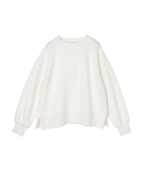 Green　Parks（グリーンパークス）の「裏起毛サイドスリットプルオーバー＊（スウェット・レディース・ブラック/サックスブルー/アイボリー・FREE）」の6枚目の写真