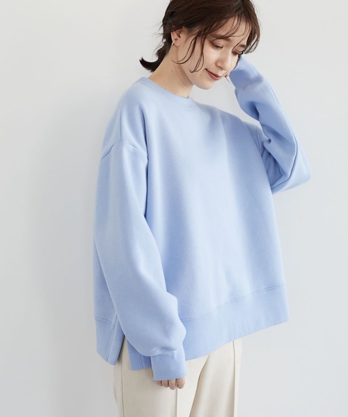 Green　Parks（グリーンパークス）の「裏起毛サイドスリットプルオーバー＊（スウェット・レディース・ブラック/サックスブルー/アイボリー・FREE）」の3枚目の写真