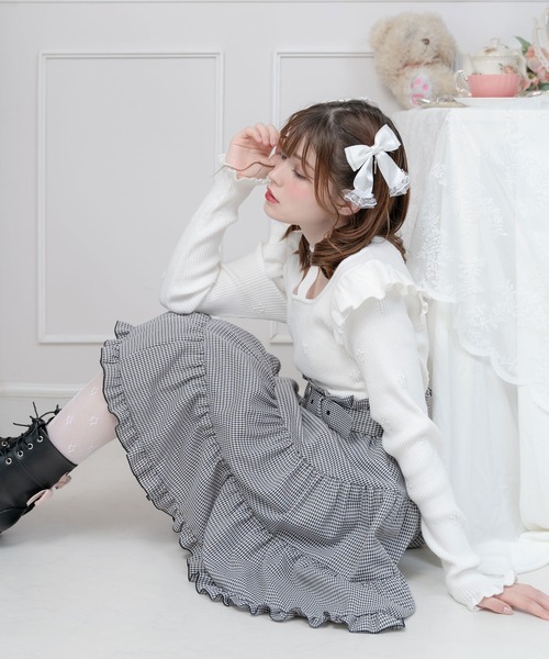 DearMyLove(ディアマイラブ)の「十字架リブチョーカーニットトップス(ニット/セーター・レディース・ブラック/ベビーピンク/ホワイト/パープル・LARGE/MEDIUM/XX-LARGE/X-LARGE)」の15枚目の写真