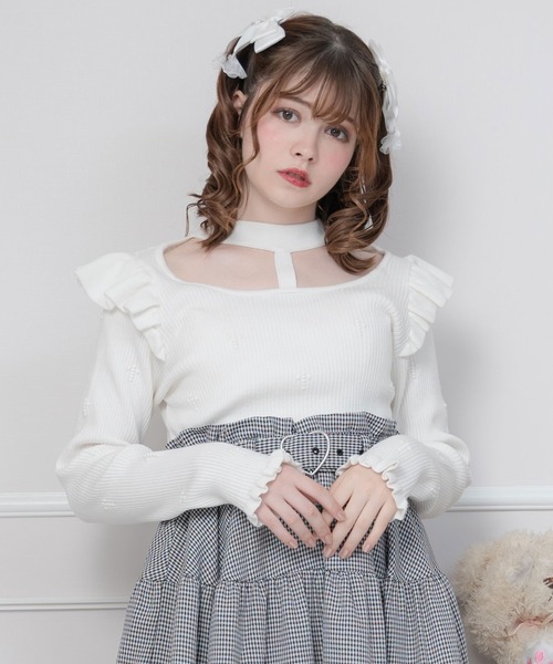 DearMyLove（ディアマイラブ）の「十字架リブチョーカーニットトップス