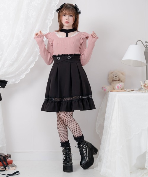 DearMyLove(ディアマイラブ)の「十字架リブチョーカーニットトップス(ニット/セーター・レディース・ブラック/ベビーピンク/ホワイト/パープル・LARGE/MEDIUM/XX-LARGE/X-LARGE)」の9枚目の写真