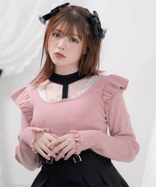 DearMyLove（ディアマイラブ）の「十字架リブチョーカーニットトップス