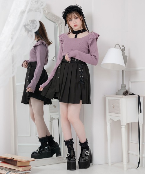 DearMyLove(ディアマイラブ)の「十字架リブチョーカーニットトップス(ニット/セーター・レディース・ブラック/ベビーピンク/ホワイト/パープル・LARGE/MEDIUM/XX-LARGE/X-LARGE)」の13枚目の写真