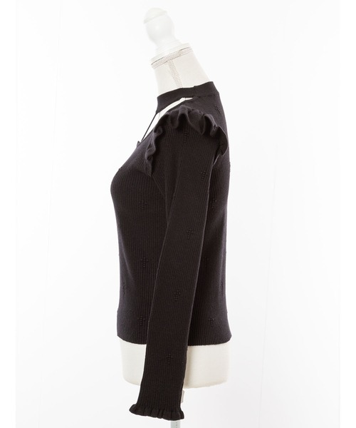 DearMyLove(ディアマイラブ)の「十字架リブチョーカーニットトップス(ニット/セーター・レディース・ブラック/ベビーピンク/ホワイト/パープル・LARGE/MEDIUM/XX-LARGE/X-LARGE)」の6枚目の写真