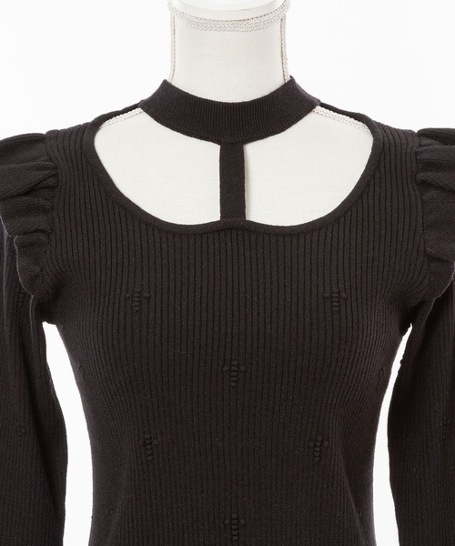 DearMyLove(ディアマイラブ)の「十字架リブチョーカーニットトップス(ニット/セーター・レディース・ブラック/ベビーピンク/ホワイト/パープル・LARGE/MEDIUM/XX-LARGE/X-LARGE)」の14枚目の写真