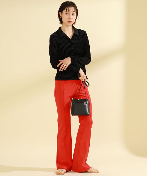 Ray BEAMS（レイビームス）の「Ray BEAMS / ベロア ボーダー シャツ（シャツ/ブラウス・レディース・ブラック/レッド系その他・ONE SIZE）」の5枚目の写真