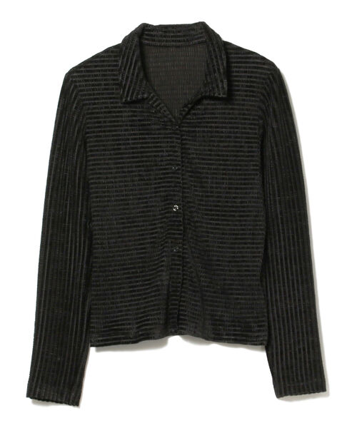 Ray BEAMS（レイビームス）の「Ray BEAMS / ベロア ボーダー シャツ（シャツ/ブラウス・レディース・ブラック/レッド系その他・ONE SIZE）」の9枚目の写真