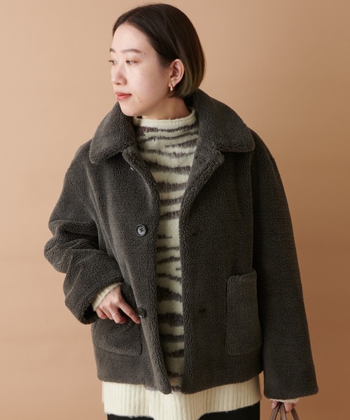 LE GLAZIK（ルグラジック）の「LE GLAZIK(ルグラジック)　フェイクムートンジャケット（ムートンコート・レディース・チャコールグレー・FREE）」の17枚目の写真