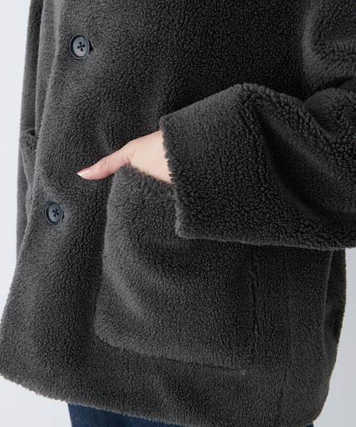 LE GLAZIK（ルグラジック）の「LE GLAZIK(ルグラジック)　フェイクムートンジャケット（ムートンコート・レディース・チャコールグレー・FREE）」の13枚目の写真